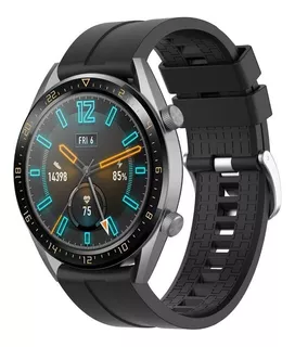 Pulseira De Silicone Para Huawei Watch Gt2 Gt3 46mm Gt 2 Pro Cor Preto Largura 22 Mm