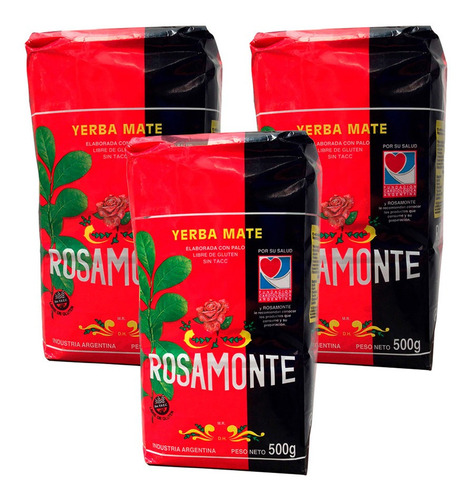 Pack 3 Yerba Mate Rosamonte 500gr - 1.5kg Con Envío Incluido