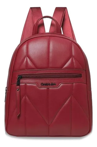 Mochila Las Oreiro 100% Cuero Pu Resistente Liviana 18960 Rojo
