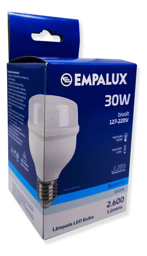 Kit 3 Lâmpadas Bulbo Led Bivolt 30w 6.5k 2600lm E27- Al30662 Branco-frio