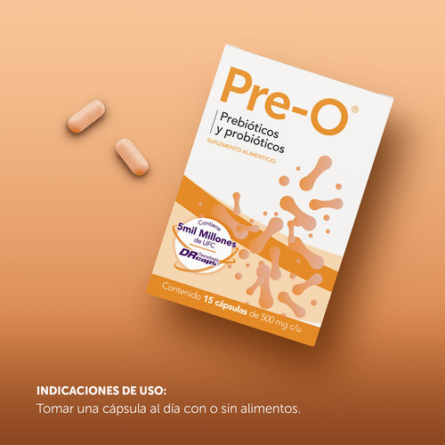 Pre-o Prebióticos Y Probióticos 15 Capsulas Sabor Sin Sabor