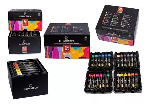 Kit Estuche Pintura Acrílica Obertone Tubo 24 Colores 12 Ml