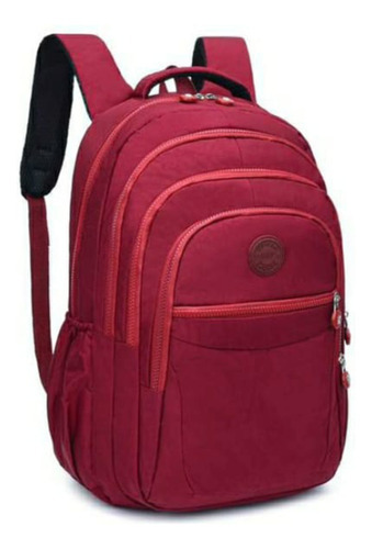 Mochila escolar grande para mujer, cómoda, resistente y ligera, color rojo, diseño de tela lisa