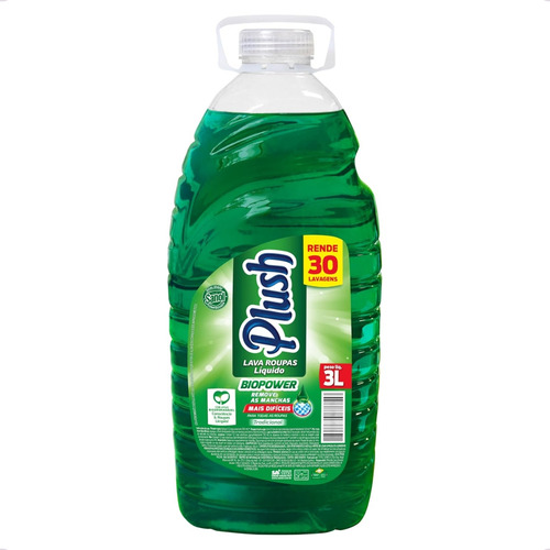Lava Roupas Líquido Plush 3 Litros Biopower Verde Sabão