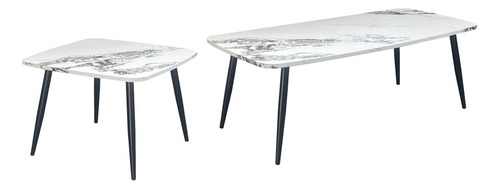 Mesa De Centro Mesa De Apoyo Patas De Metal Living Set Color Blanco