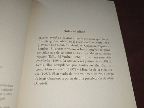 Jorge Ibargüengoitia ¿olvida Usted Su Equipaje? Libro