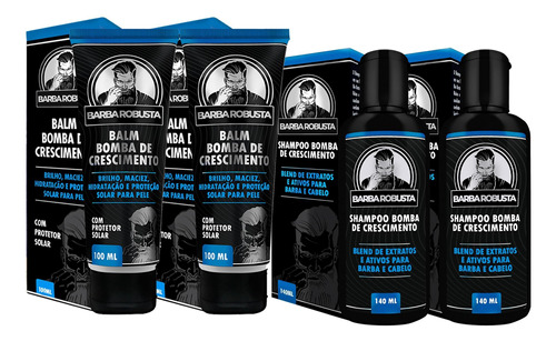 Kit Barba 2 Balms, 2 Shampoos Barba Robusta Cuidados