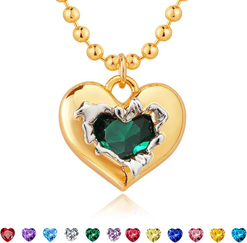 Mevecco Collar De Corazón De Oro Para Mujer, Chapado En Oro 