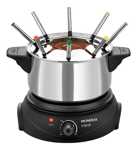 Panela De Fondue Elétrica Mondial Fd02 Aço Inox 110v