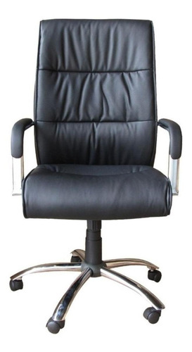Cadeira de escritório Pelegrin PEL-107 ergonômica  preta com estofado de couro p.u.