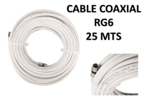 Cable Coaxial Rg6 De 25 Mts Con Conectores Incluidos