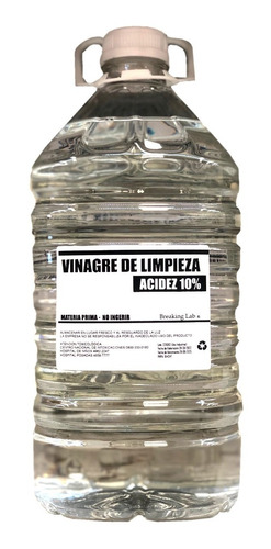 Imagen 1 de 1 de Vinagre Concentrado De Limpieza 5 Litros (10% De Acidez) 