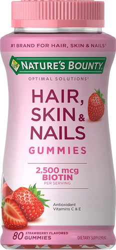 Natures Bounty 80 Gomitas Hair, Skin & Nails Biotin 2500mcg