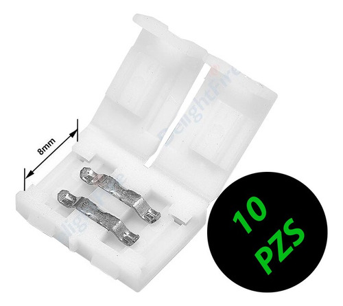 10 Conectores 2 Pines 8mm Tiras Led Unicolor 2835