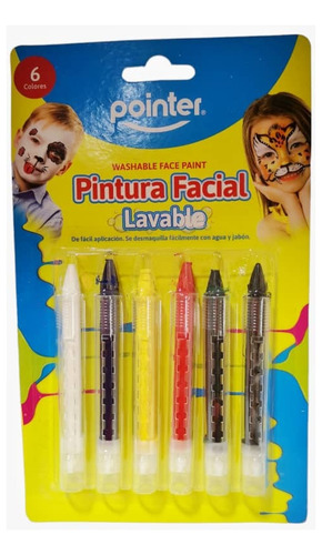 Pintura Facial Lavable 6 Colores Pointer