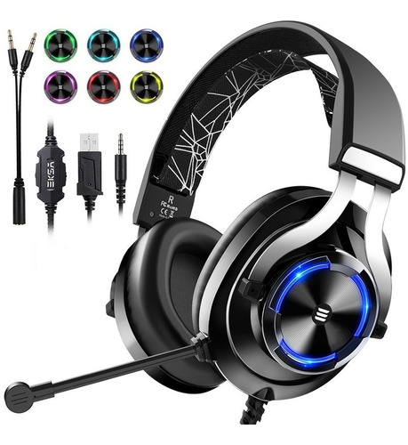 Imagen 1 de 10 de Auriculares Gamer Eksa E3000 Rgb Multiplataforma Pc Ps4 Xbox