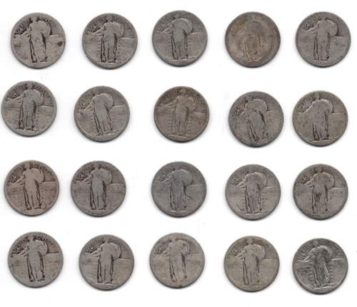 Stand Liberty Quarter 25 Cents Rollo 20 Monedas Plata D Y S