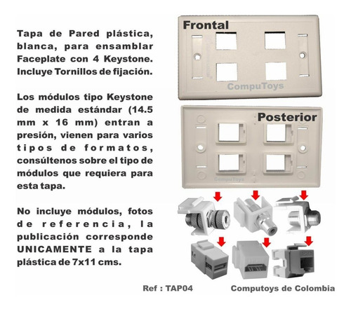Imagen 4 de 6 de Tapa Pared 4 Keystone Estandar Ref: Tap04 Computoys Sas