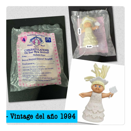 Muñeca 8cm Vintage Cabbage Patch Kids Mcdonalds De 1994