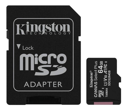 Cartão De Memória Microsd 64gb + Adaptador Canvas  Kingston