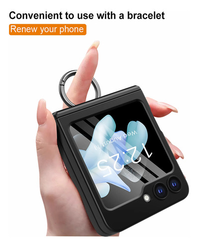 Fundas De Teléfono Spring Hinge Con Correa De Mano Y Anillo Para Samsung Galaxy Z Flip 6 5, Carcasa Resistente A Caídas