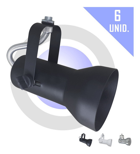 Spot De Trilho Lampada Par20 Ou Bulbo Led Kit 6 Unid - Soft Cor Preto 110V/220V