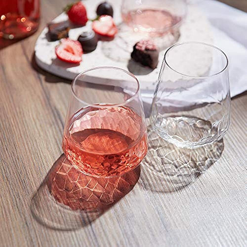 Juego De 8 Copas De Vino Sin Tallo Con Base Martillada De Li