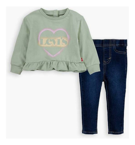 Levi's Set 2 Piezas Mameluco Pantalón Suéter Bebe Corazón