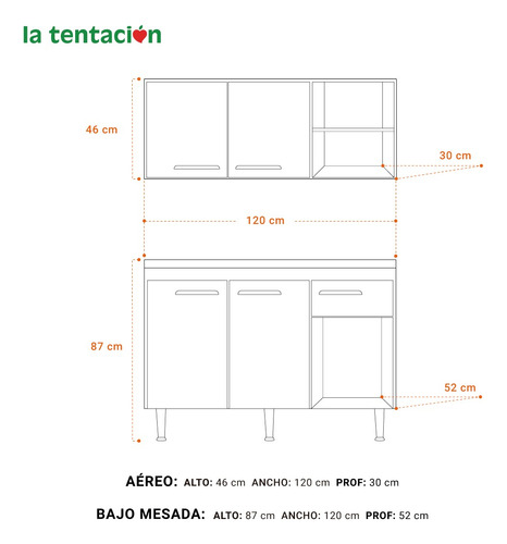 Imagen 5 de 10 de Conjunto Bajo Mesada + Mueble Aereo De Cocina + Pileta Inox
