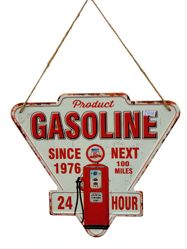 Chapa Retro Triangular Con Relieve Surtidor Gasoil Gasolina