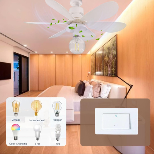 Ventilador De Techo 16.5 Foco Desmotable (foco No Incluido)