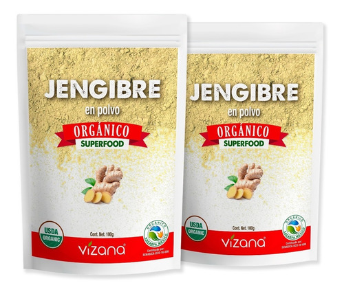 Jengibre Orgánico En Polvo 200g(2bolsas 100g)vizananutrition