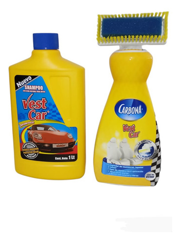 Limpiador De Vestiduras/tapetes 651ml + Shampoo Vest Car 1l