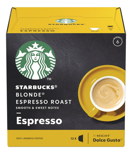 Cápsulas De Café Espresso Blonde Roast Intensidade 6 Caixa 66g Com 12 Unidades Starbucks