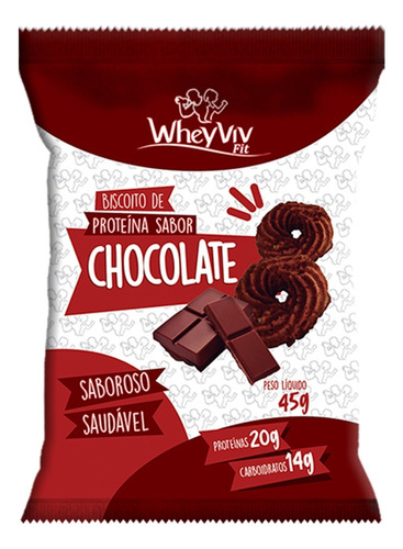 Biscoito Fit Chocolate Com Whey Protein - 45g - Wheyviv