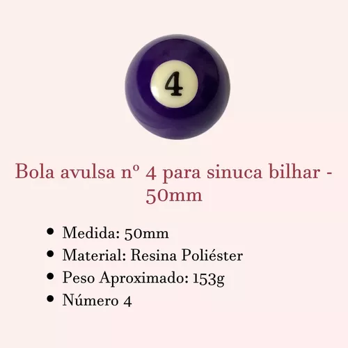 Bola Numero Numerada Bilhar Sinuca Snooker 50mm Nova