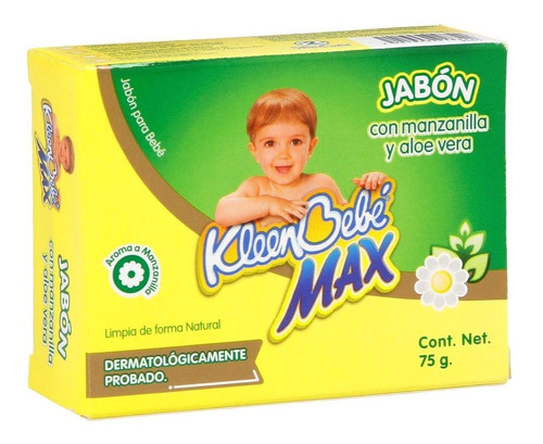 Jabón Para Bebé Kleenbebé Max Manzanilla Y Aloe Vera 75 Gr 