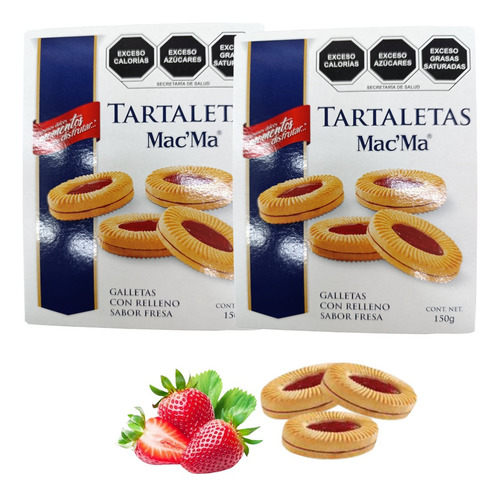 Galleta Tartaleta Fresa 5 Caja De 150g C/u Relleno Mac Ma