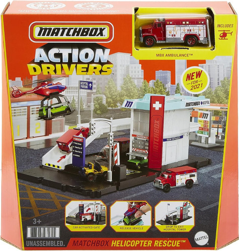 Playset Matchbox Action Drivers Helicopter Rescue - Original