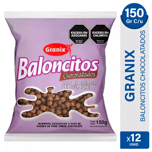 Cereal Baloncitos Chocolatados Granix - Pack X12 Unidades