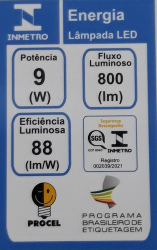 Imagem 4 de 4 de Opus Lâmpada Led Compacta 9w 2700k Bivolt E27 Branco Quente
