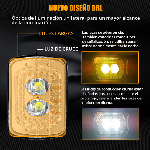 2 Faros Unidad Cuadrada Rectangular Leds 5x7 Alta/baja