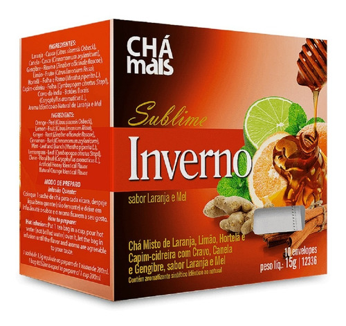 Chá Laranja Hortelã Limão Gengibre Cravo Inverno 10sachê 15g