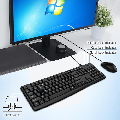Combo De Teclado Y Mouse Con Cable