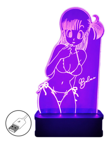 Lámpara Bulma Waifu Dragon Ball Velador Anime Led 1color Usb