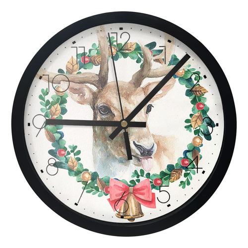 Reloj De Pared Navideño Con Ilustraciones De Alce Silencios