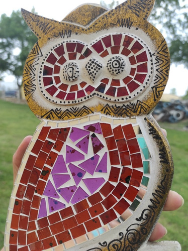 Imagen 2 de 5 de Cuadro Búho Mosaiquismo Pared 30x14cm