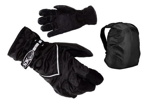 Kit Luva Ndk 100% Impermeável + Capa Mochila Moto Motoqueiro
