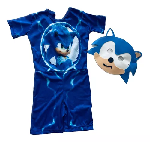 Fantasia Sonic Infantil Curta Com Máscara