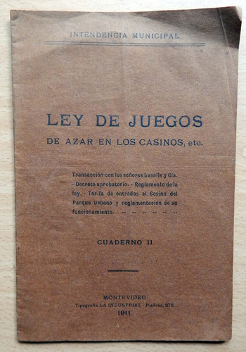 Ley De Juegos De Azar En Los Casinos Montevideo 1911